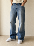 Denim Jeans Flare C&A Washed - Jeans Svasati Vintage Y2K Uomo (M) - indossata fronte