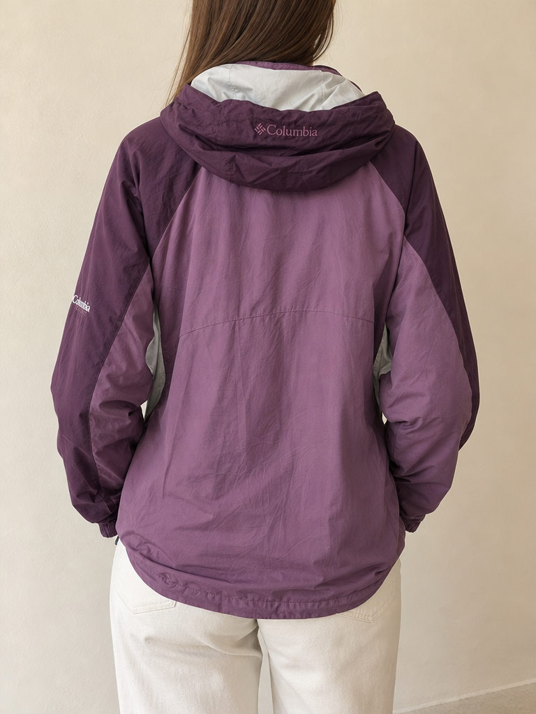 Giacca a vento Columbia Cappuccio ripiegabile Vintage Y2K Donna (XL) - indossata retro