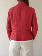 Giacca in similpelle JOOP! JEANS Collo alto Zip Rossa Vintage Y2K (S) - indossata retro