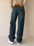 Jeans Denim Denim Stone Wash Straight Fit Vintage Y2K Donna (S) - indossata retro