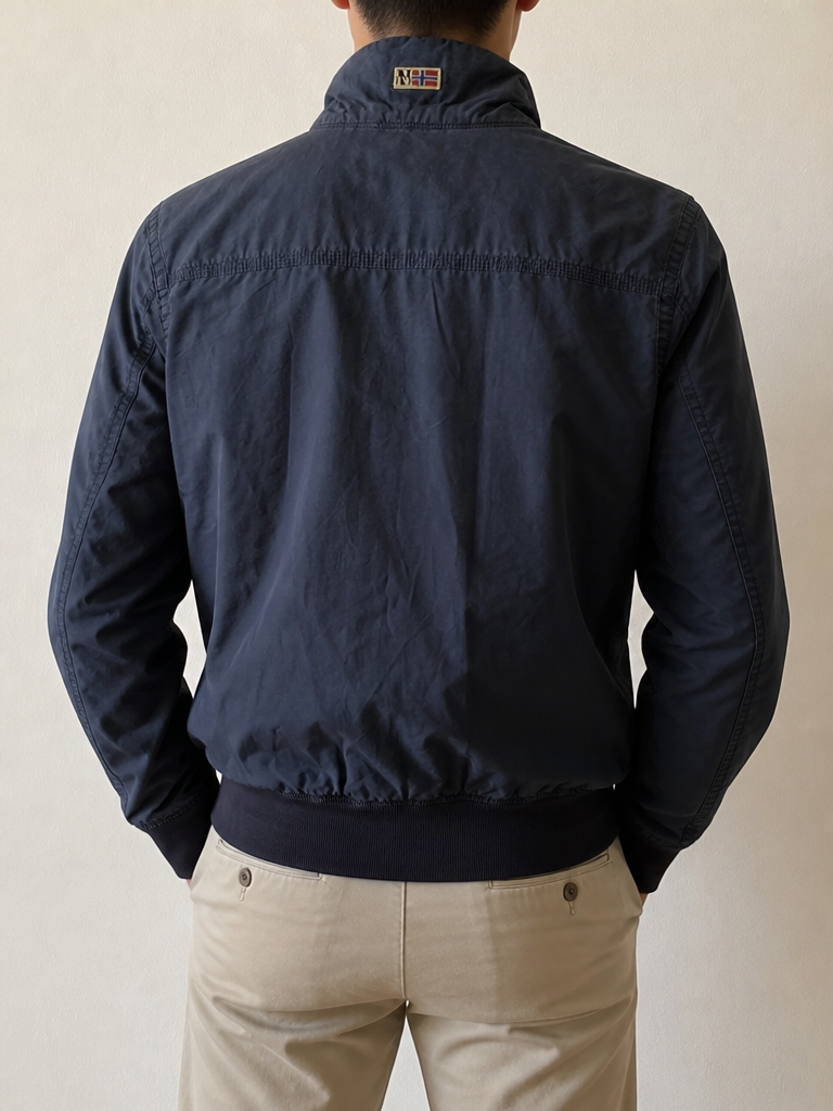 Giacca Napapijri Slim Fit Vintage Y2K Blu Zip Collo Righe (S) — foto 2
