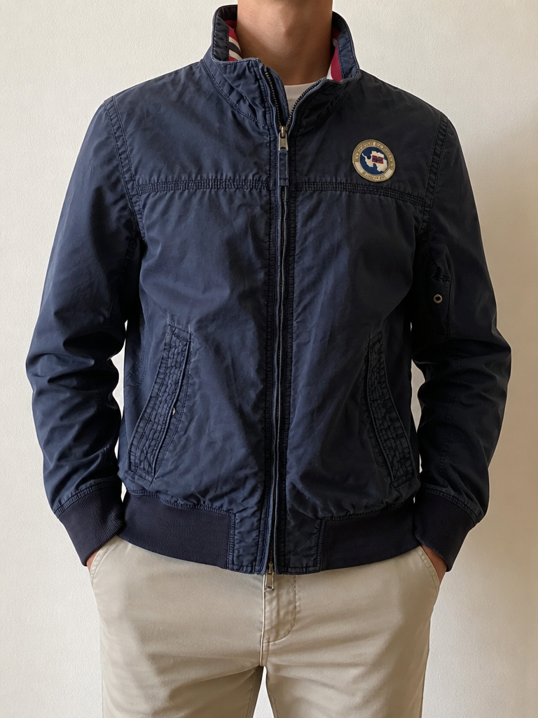 Giacca Napapijri Slim Fit Vintage Y2K Blu Zip Collo Righe (S) — foto 1