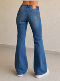 Fresh Denim Jeans Bootcut Flare Fit - Jeans Svasati Washed Vintage Y2K Donna (M) - indossata retro