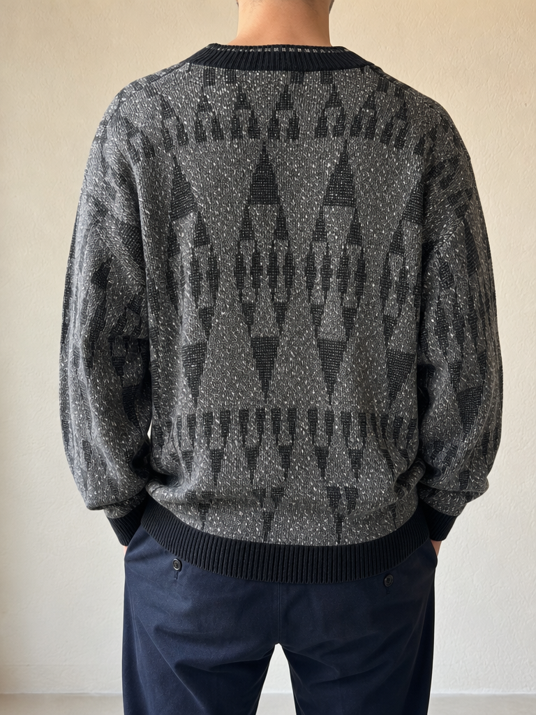 Maglione Scollo a V Carlo Colucci in Lana Vintage Y2K Uomo (XL) - indossata retro