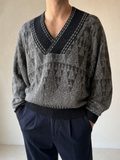 Maglione Scollo a V Carlo Colucci in Lana Vintage Y2K Uomo (XL) - indossata fronte