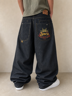 Denim JNCO Jeans Original Super Baggy Fit Embroidered American Hip-Hop Vintage Y2K Uomo (L) - indossata retro