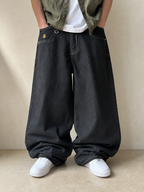 Denim JNCO Jeans Original Super Baggy Fit Embroidered American Hip-Hop Vintage Y2K Uomo (L) - indossata fronte