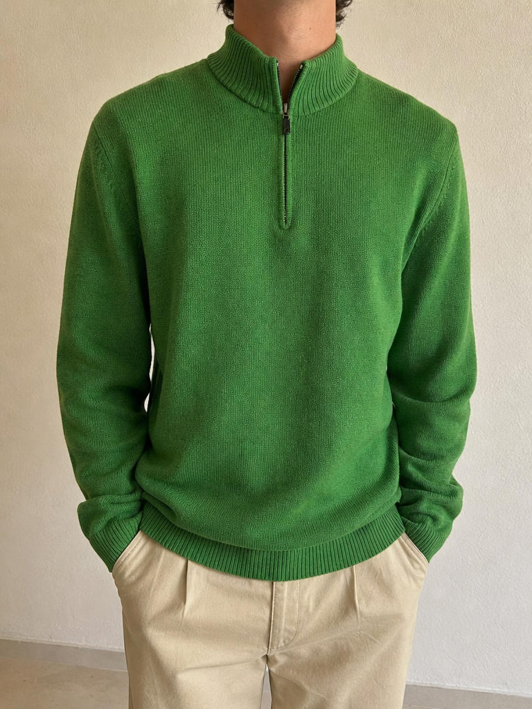 Maglione Ralph Lauren 1/4 Zip Sweater Vintage Y2K Uomo (L) - indossata fronte