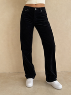 Pantaloni Pantalone in Velluto Silk Iceberg Straight Fit Vintage Y2K Donna (XS) - indossata fronte