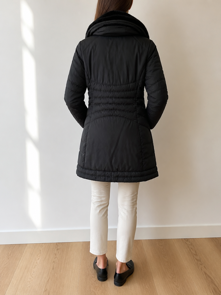 Moncler Piumino Donna Nero Collo Pelliccia Vintage Y2K — foto 2