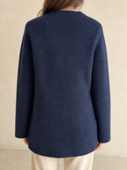 Cappotto Lacoste lungo in maglia blu scuro m�lange Vintage Y2K (34) - indossata retro