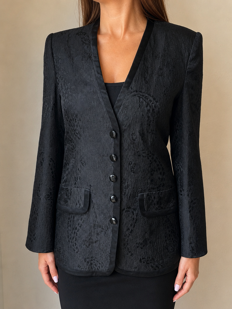 Giacca blazer Luisa Spagnoli nera elegante Made in Italy Vintage Y2K Donna (M) - indossata fronte