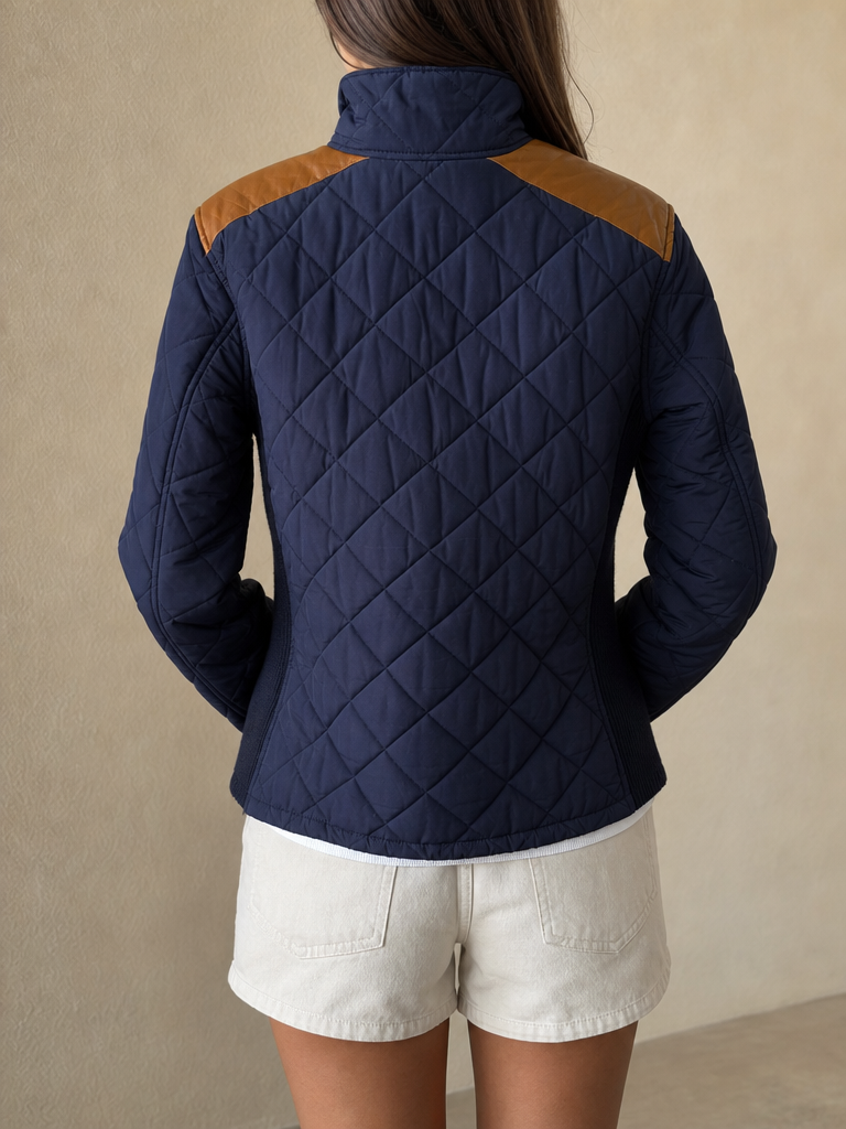 Giacca Imbottita Lauren Ralph Lauren Vintage Y2K Blu Spalle Pelle (S) - indossata retro