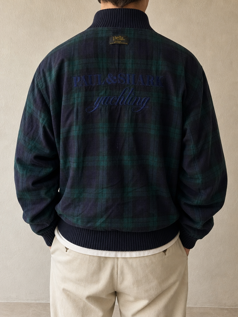 Giacca Giubbino Paul & Shark Embroidered Reversibile Vintage Y2K Uomo (S) - indossata retro