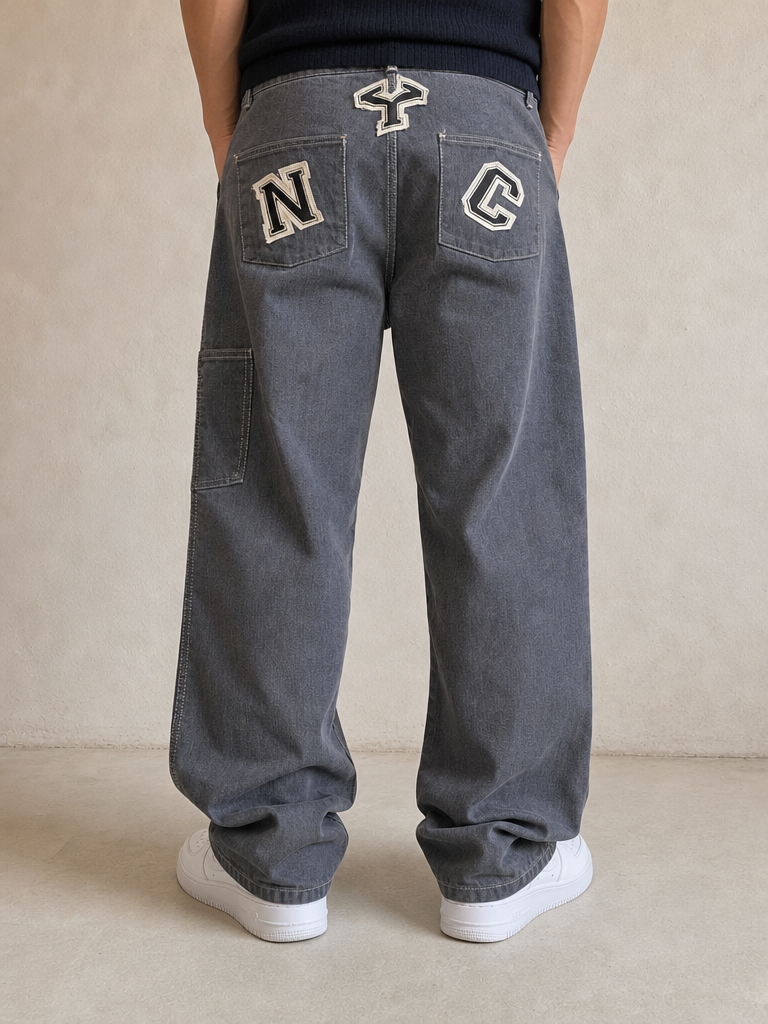 Jeans Denim Raw Denim NYC Baggy Fit Vintage Y2K Uomo (M) - indossata retro