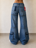 Jeans Denim Denim Cargo Washed Low Waist baggy Fit 90s 2000s Vintage Y2K Donna - indossata retro