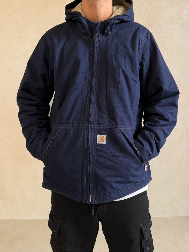 Giacca Coat Carhartt Full Swing - Giubbino Sherpa Vintage Y2K Uomo (M) - indossata fronte