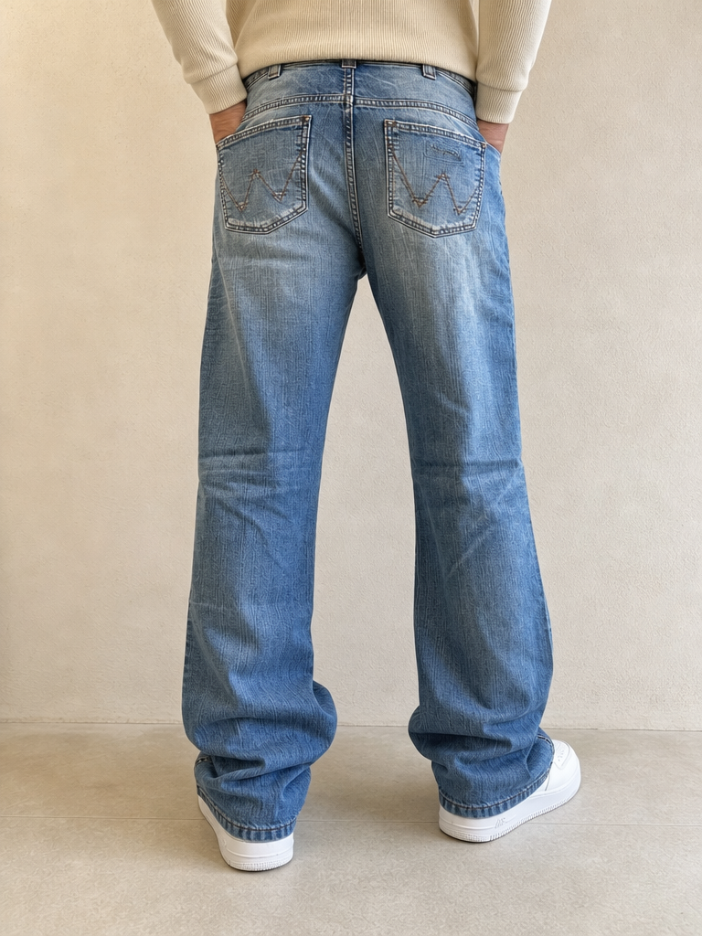 Denim Jeans Straihgt Fit Low Waist Vintage Y2K Uomo (XS) - indossata retro