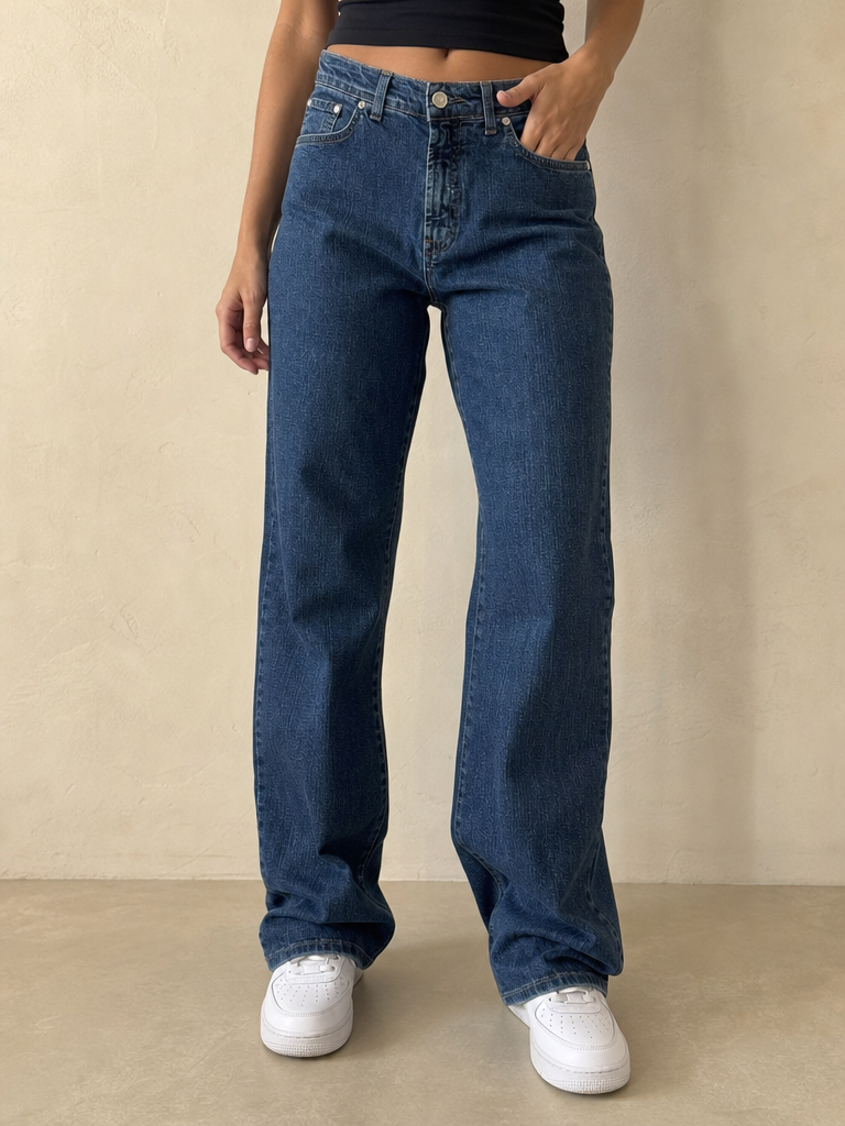 Denim Jeans Trussardi Straight Fit Embroidered Particular Vintage Y2K Donna (S) - indossata fronte