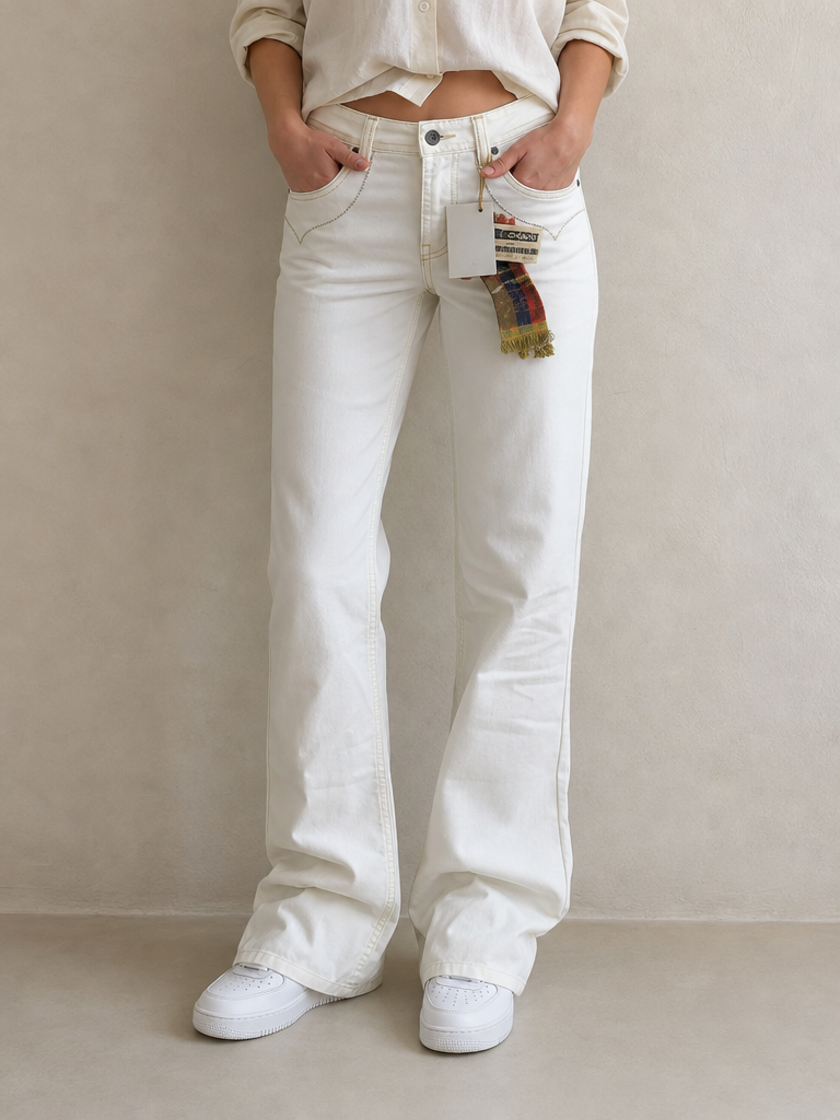 Pantaloni Cotton Pants Embroidered Vintage Y2K Donna (XS) - indossata fronte