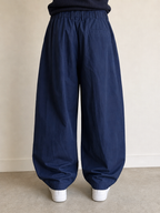 Pantaloni Pantalone Blu Navy balloon baggy fit elegante streetwear Vintage Y2K Uomo - indossata retro