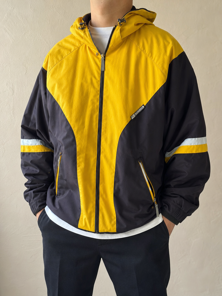 Giacca Giubbino Billabong Limited Edition Brown / Yellow - Heavy Jacket Vintage Y2K (XL) - indossata fronte