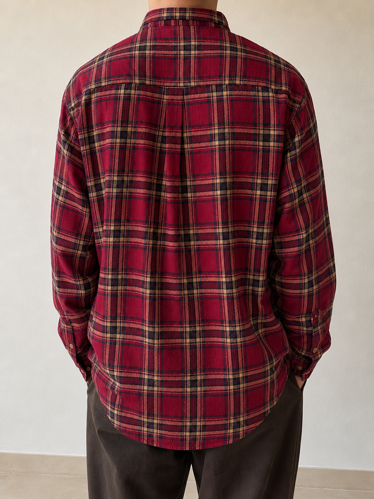Camicia Chaps Ralph Lauren tartan rossa oversize Vintage Y2K Uomo (L) - indossata retro