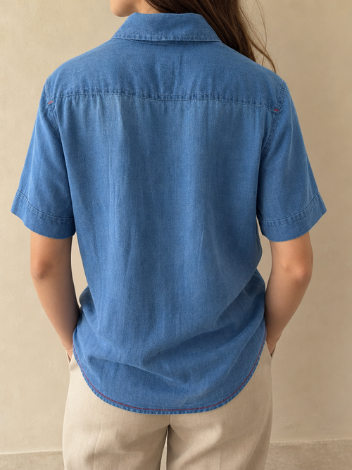 Camicia Energie S jeans denim Made in Italy Vintage Y2K Donna (S) - indossata retro