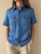 Camicia Energie S jeans denim Made in Italy Vintage Y2K Donna (S) - indossata fronte