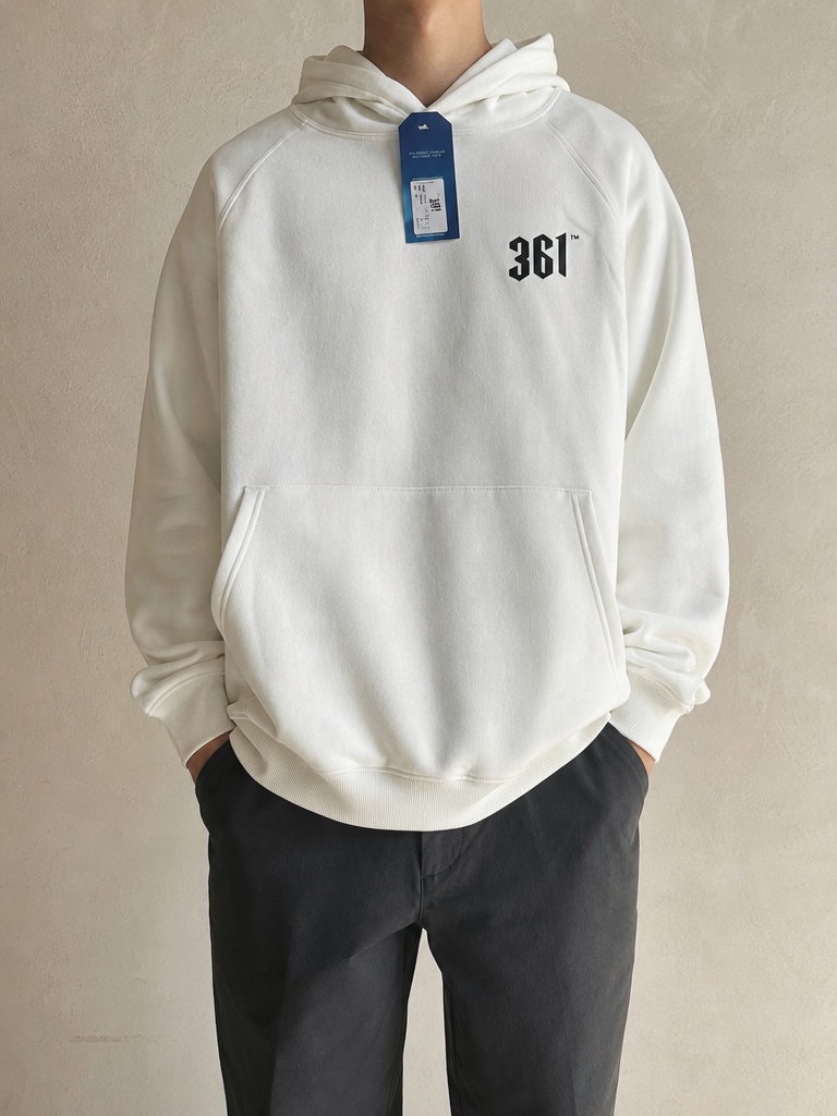 Felpa 361 Angler White/Blu NEW Oversize Vintage Y2K - indossata fronte