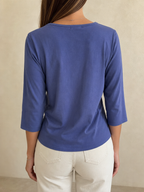 Maglia Burberry Brit Vintage Y2K Blu Manica 3/4 Decoro Floreale (S) - indossata retro