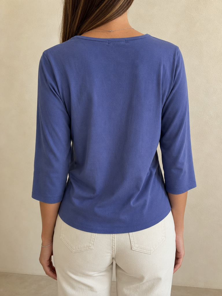 Maglia Burberry Brit Vintage Y2K Blu Manica 3/4 Decoro Floreale (S) - indossata retro
