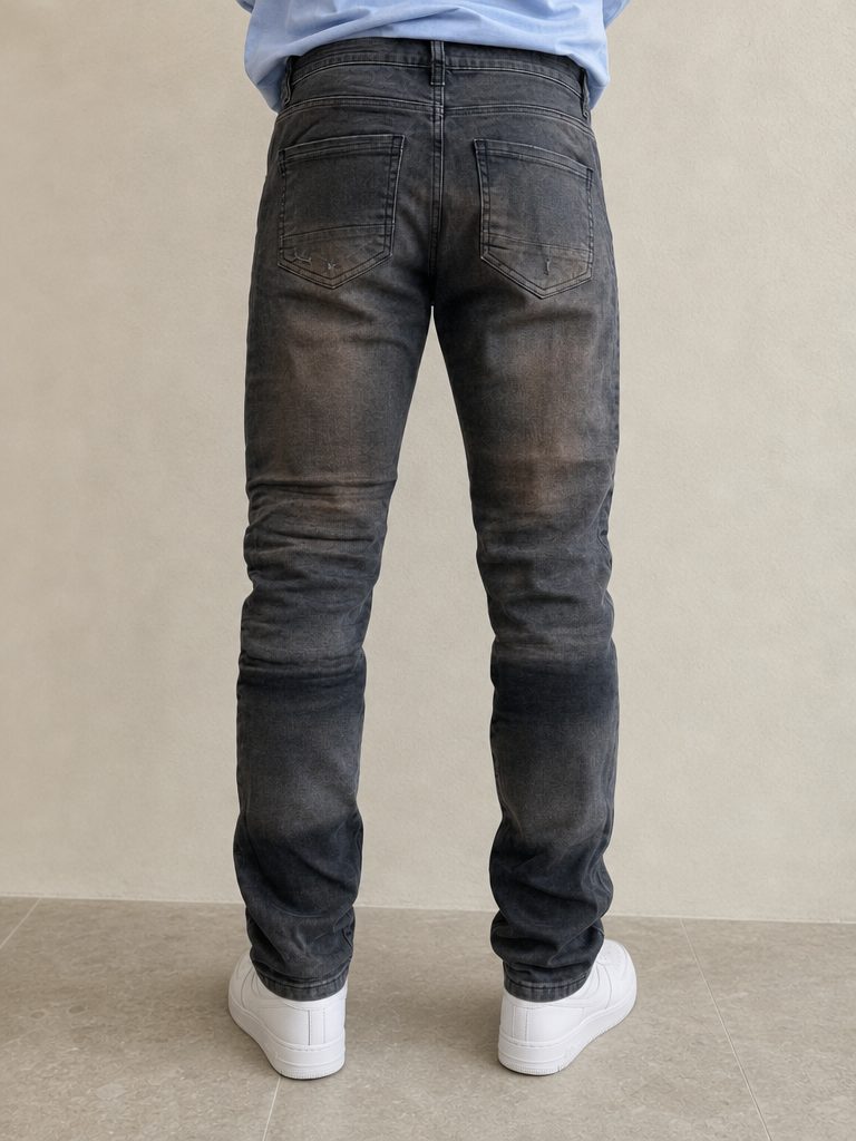Denim Jeans Biker Skinny Fit Washed Vintage Y2K Uomo (S) - indossata retro