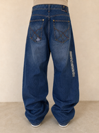 Jeans ENYCE baggy wide leg blu streetwear Vintage Y2K Uomo - indossata retro