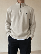 Ralph Lauren 1/4 Zip Sweater - Maglione Ralph Lauren Mezza Zip Dolcevita Vintage Y2K Uomo (M) - indossata fronte