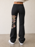 Pantaloni Pants Just Cavalli BootCut Flare Fit Low Waist Printed Japan Style Vintage Y2K Donna (S) - indossata retro
