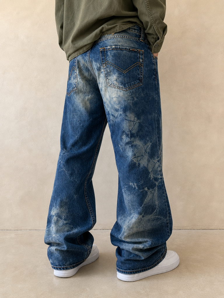Denim Energie Washed Jeans Particular Super Baggy Fit Hip-Hop Vintage Y2K Uomo (M) - indossata retro