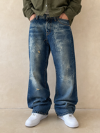 Denim Energie Washed Jeans Particular Super Baggy Fit Hip-Hop Vintage Y2K Uomo (M) - indossata fronte
