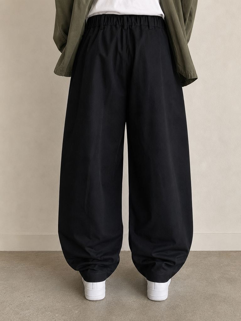 Pantaloni Pantalone nero balloon baggy fit elegante streetwear Vintage Y2K Uomo - indossata retro