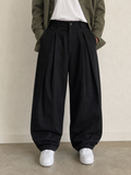 Pantaloni Pantalone nero balloon baggy fit elegante streetwear Vintage Y2K Uomo - indossata fronte