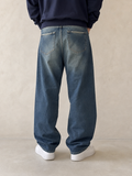 Denim Jeans Stone Wash Baggy Fit Straight Particular Piece Vintage Y2K Uomo (L) - indossata retro
