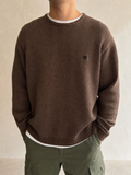 Maglione Spesso Ralph Lauren Chaps Marrone con Ricamo Vintage Y2K Uomo (L) - indossata fronte