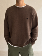 Maglione Spesso Ralph Lauren Chaps Marrone con Ricamo Vintage Y2K Uomo (L) - indossata fronte