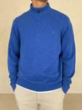 Ralph Lauren 1/4 Zip Sweater - Maglione Ralph Lauren Mezza Zip Dolcevita Blu Vintage Y2K Uomo (M) - indossata fronte