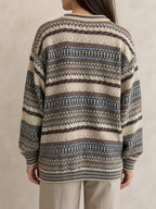 Maglione Maglieria Cardigan Malagrida Beige Righe Bottoni Tasche Vintage Y2K Donna (M) - indossata retro