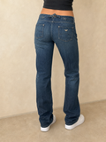Denim Jeans Armani Blu Wash Low Waist con Cinturino Posteriore Vintage Y2K Donna (S) - indossata retro