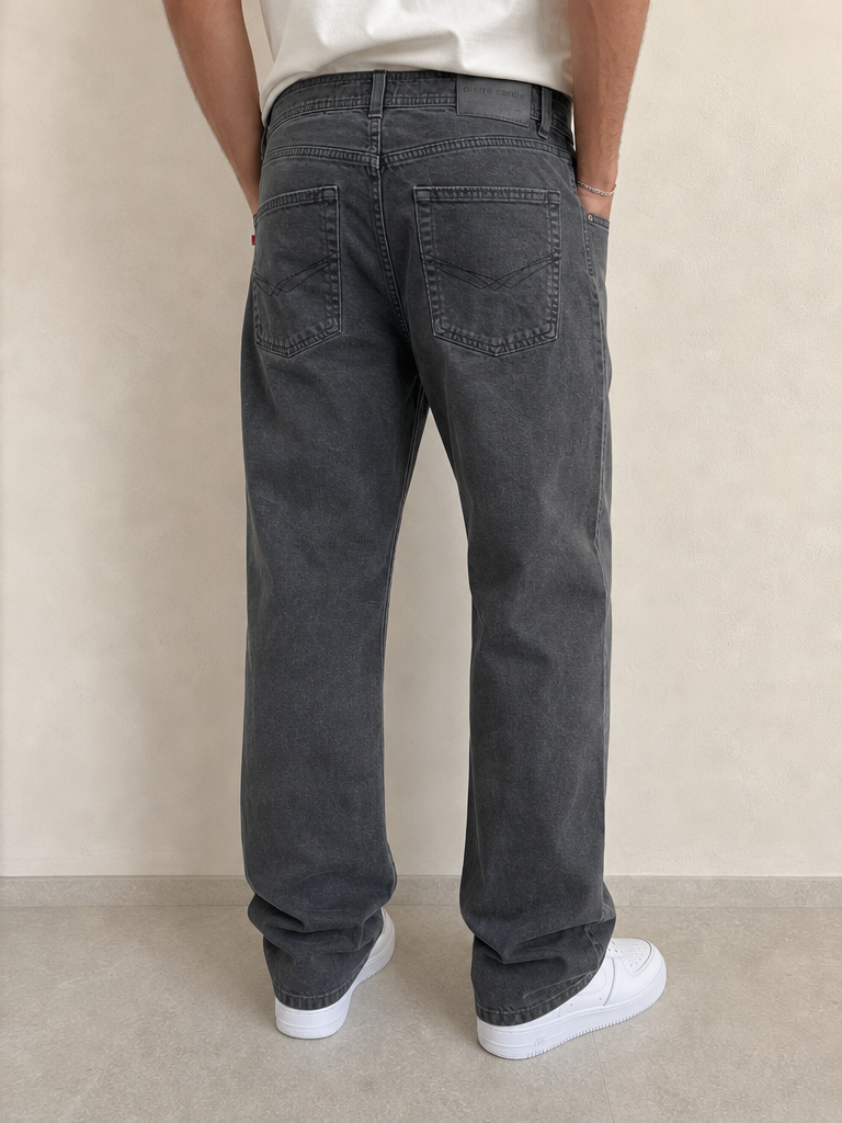 Denim Jeans Pierre Cardin Straight Fit Grey Vintage Y2K Uomo (XXL) - indossata retro