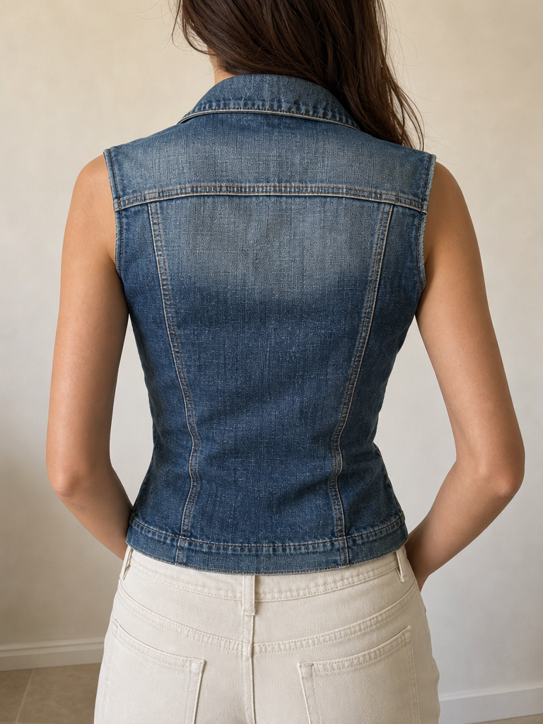 Jeans Denim Giubbino Miss Sixty Luxury denim nero Vintage Y2K Donna (L) — foto posteriore indossata