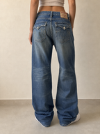 Denim Jeans True Religion Washed Baggy Fit Vintage Y2K Donna (M) - indossata retro