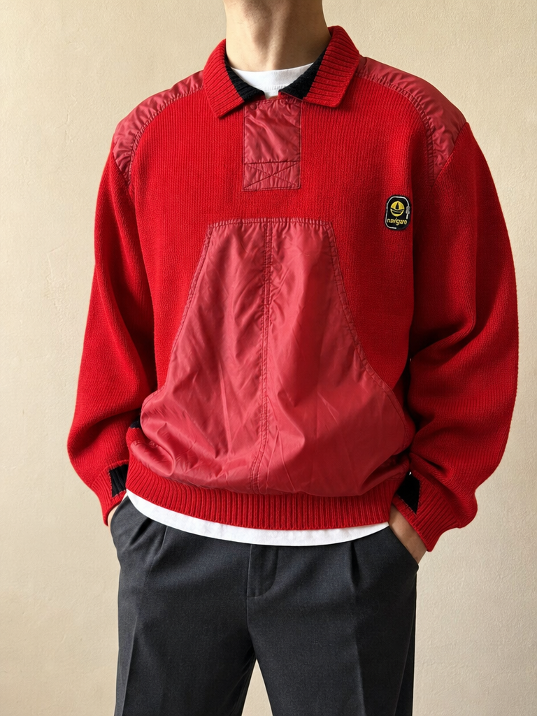 Felpa Anni 80 Navigare Doppio Tessuto - Sweater Vintage Y2K Uomo (XL) - indossata fronte